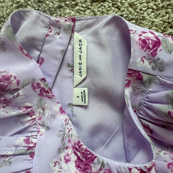 Girls Janie and Jack long sleeve floral dress ruffle dress purple size 6 - Picture 8 of 10